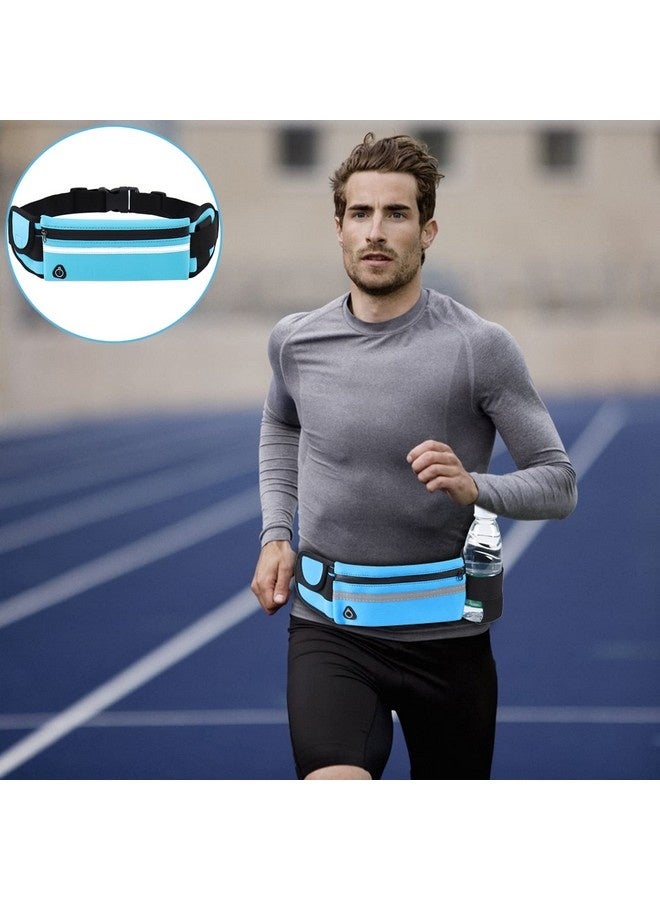 بيوينتي حزام الجري مع، حقائب خصر مقاومة للعرق مع، حقيبة خصر حزام الجري مع، حزام جري قابل للتعديل مع شرائط عاكسة، مع مقبس سماعة رأس، مثالي للجري والأنشطة الخارجية (أزرق) - Image 5