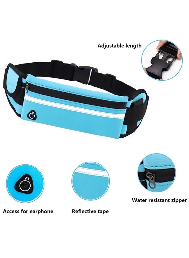 بيوينتي حزام الجري مع، حقائب خصر مقاومة للعرق مع، حقيبة خصر حزام الجري مع، حزام جري قابل للتعديل مع شرائط عاكسة، مع مقبس سماعة رأس، مثالي للجري والأنشطة الخارجية (أزرق) - Image 2