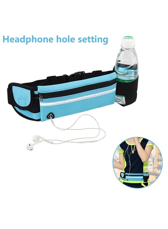بيوينتي حزام الجري مع، حقائب خصر مقاومة للعرق مع، حقيبة خصر حزام الجري مع، حزام جري قابل للتعديل مع شرائط عاكسة، مع مقبس سماعة رأس، مثالي للجري والأنشطة الخارجية (أزرق) - Image 4