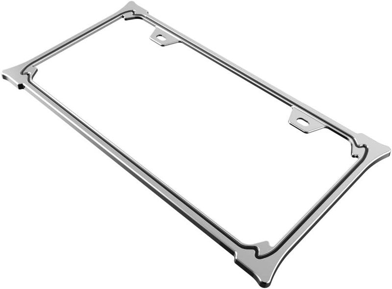 Creathome 3D Chrome License Plate Frame - Pure Zinc Alloy Metal (Horn Shape Pattern) - Image 4