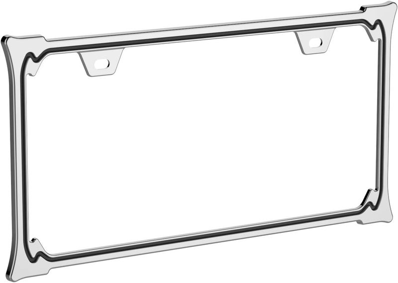 Creathome 3D Chrome License Plate Frame - Pure Zinc Alloy Metal (Horn Shape Pattern) - Image 3