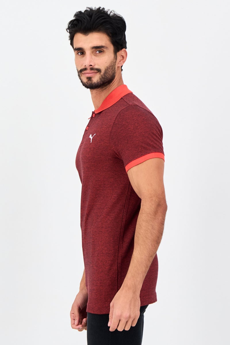 PUMA Men Slim Fit Short Sleeve Outdoor Polo Shirt, Heather Maroon - Image 2
