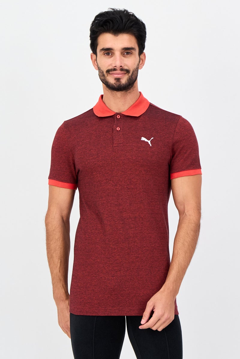 PUMA Men Slim Fit Short Sleeve Outdoor Polo Shirt, Heather Maroon - Image 1