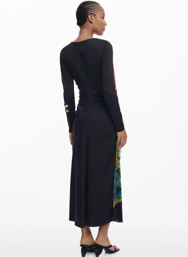 Desigual black with graphic print Collage asymmetrical dress for Women | Best Price UAE