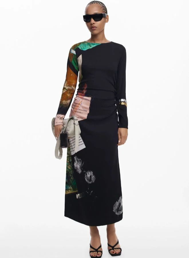 Collage asymmetrical dress