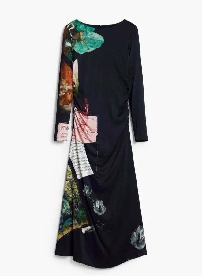 Desigual black with graphic print Collage asymmetrical dress for Women | Best Price UAE