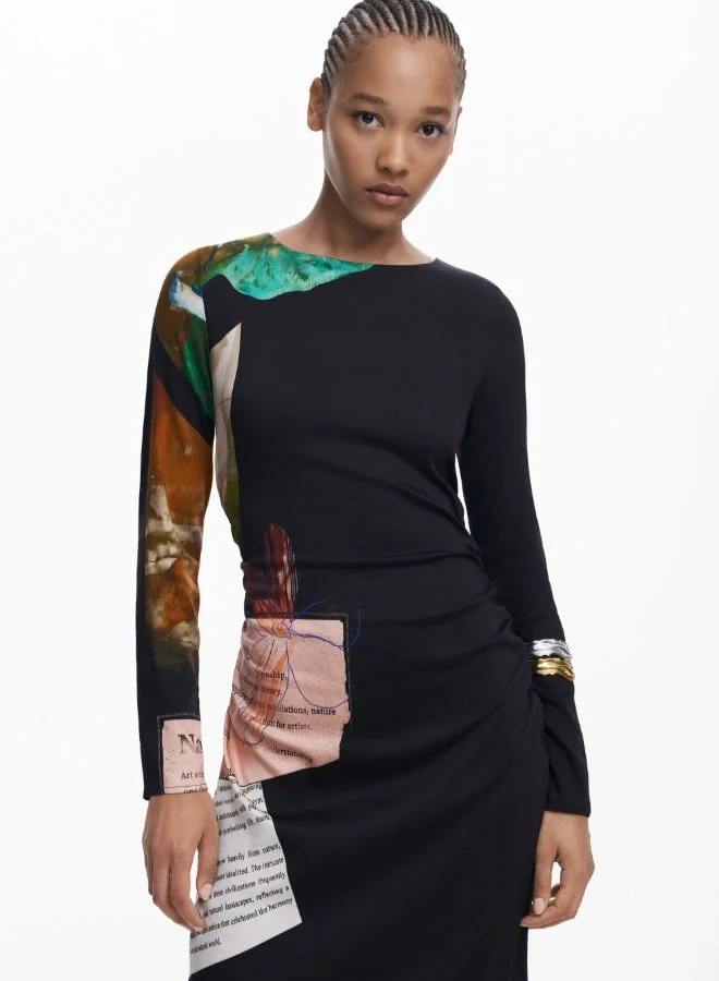 DESIGUAL Collage asymmetrical dress