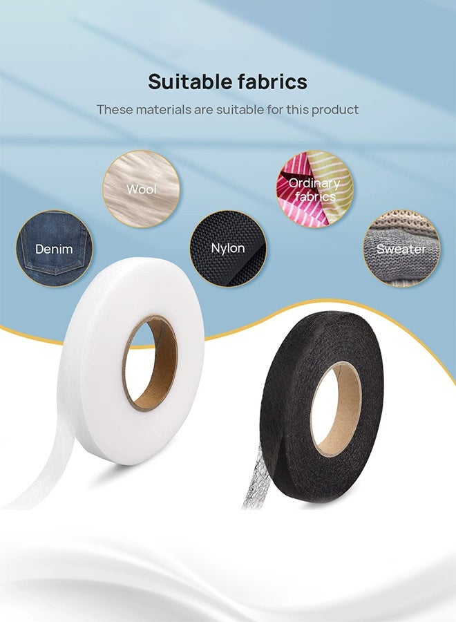 70 Yards Hemming Tape, 0.79 inch Iron Hemming Tape, 0.79 Rolls Iron on Tape for Hemming,Hem Tape No Sewing, Fusible Tape Adhesive Wonder Web for Curtain, Pants, Clothes (Black+White) - Image 4