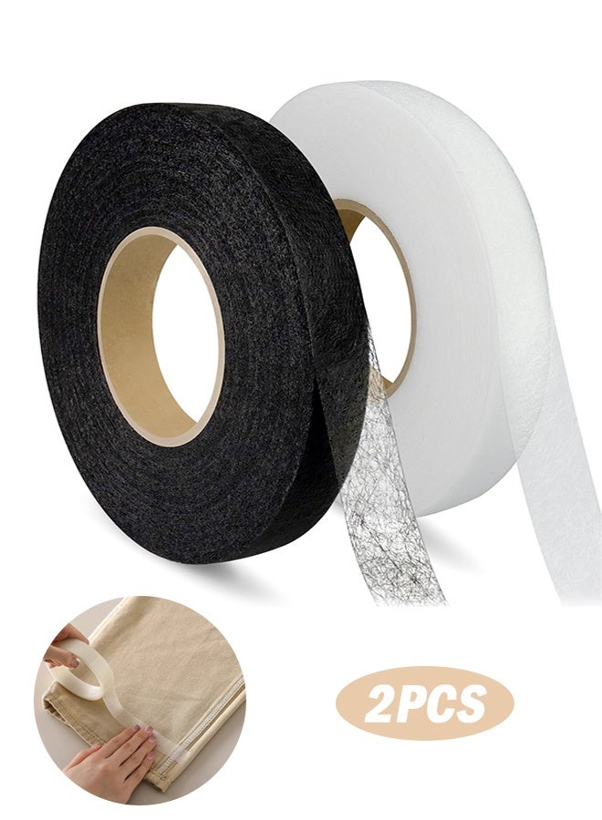 70 Yards Hemming Tape, 0.79 inch Iron Hemming Tape, 0.79 Rolls Iron on Tape for Hemming,Hem Tape No Sewing, Fusible Tape Adhesive Wonder Web for Curtain, Pants, Clothes (Black+White) - Image 1