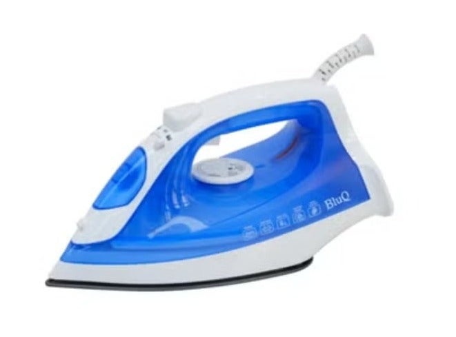 BluQ Steam Iron Non-Stick Soleplate Anti-calc drip Auto- shut Off Self Cleaning 2000 W
