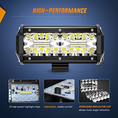 Nilight LED Pods 4PCS 6.5 Inch 120W Light Bar Triple Rows Spot Flood Combo Driving Light Waterproof Led Work Light Off-road Truck Car ATV SUV Cabin Boat, 2 Years Warranty - Image 3