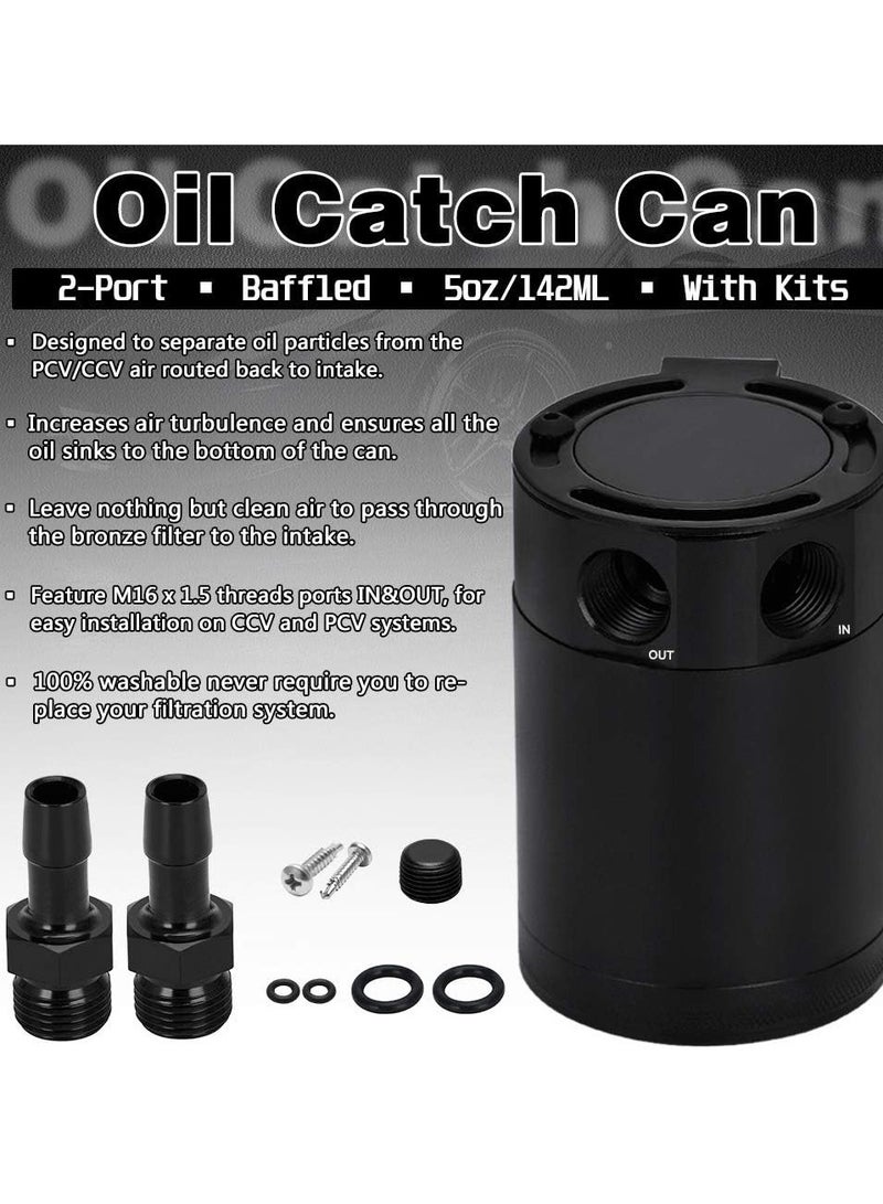 Generic Oil Catch Can Baffled 2 Port Oil Catch Tank Kit Universal Oil Separator Reservoir Tank  - Image 2