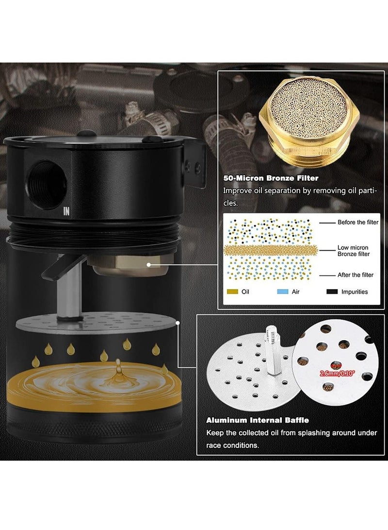 Generic Oil Catch Can Baffled 2 Port Oil Catch Tank Kit Universal Oil Separator Reservoir Tank  - Image 4