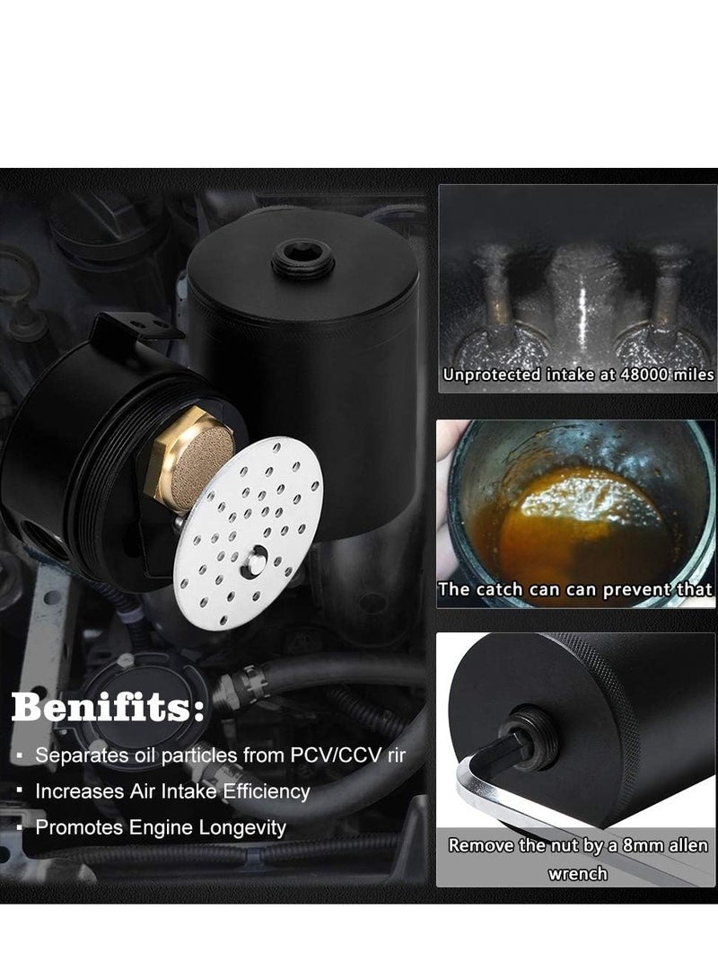 Generic Oil Catch Can Baffled 2 Port Oil Catch Tank Kit Universal Oil Separator Reservoir Tank  - Image 5