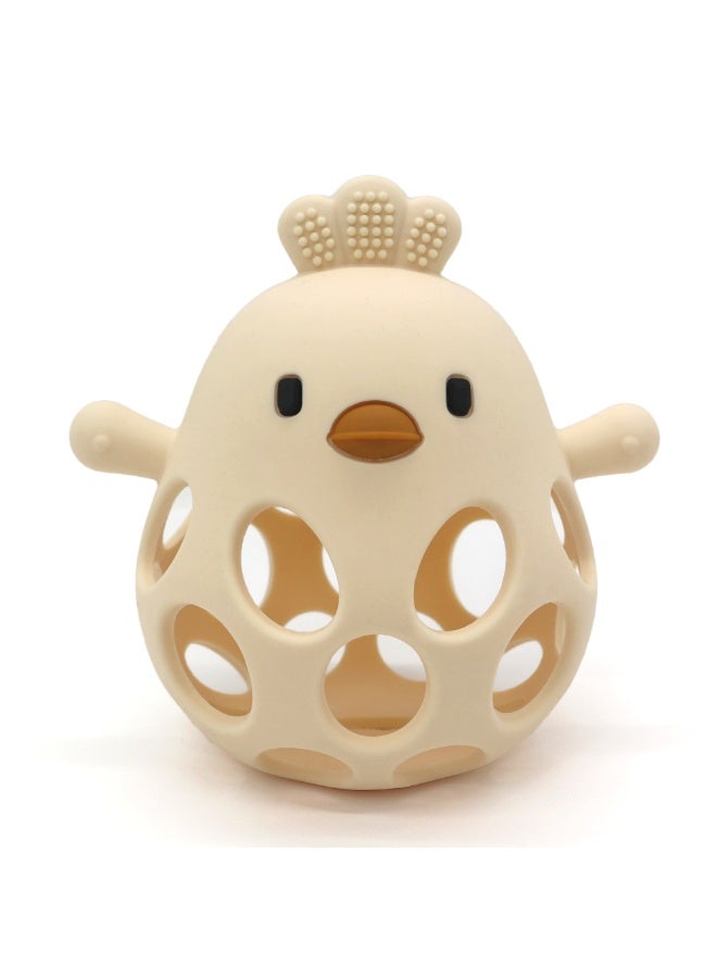 Mini Treasures BPA Free Silicone Baby Chicken Teething Toys| Baby Hand Teether Mitten for Sucking Needs| Baby Chew Toys Hand Pacifier for Soothing Teething Pain Relief - Beige 2 - Image 1