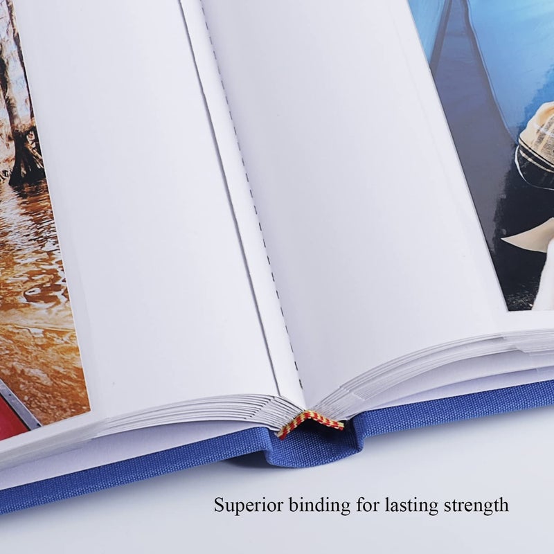 1DOT2 Photo Album 4x6 Hold 60 Photos with Memo Vertical Slip-in Pockets Photo Book  Linen Cover Picture Photo Albums with Writing Space for Wedding Baby Mother's Day Blue - Image 4