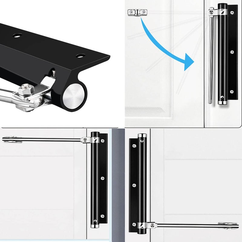 zeng Automatic Door Closer, 304 Stainless Steel, Surface Mounted, Adjustable Spring, Commercial and Residential (Black) - Image 3