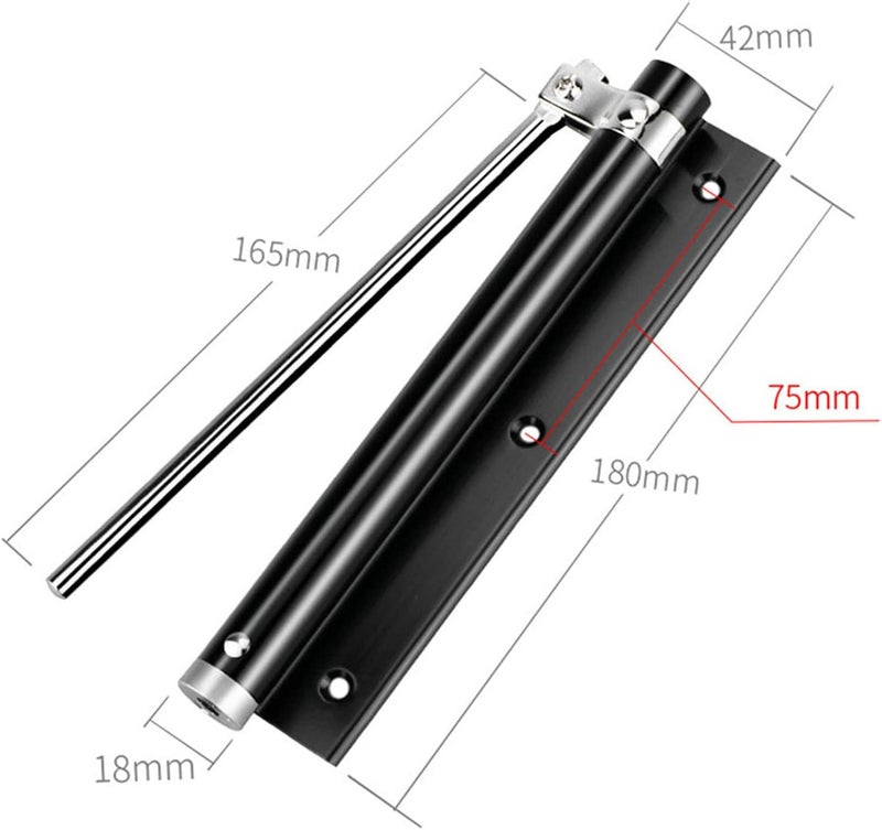 zeng Automatic Door Closer, 304 Stainless Steel, Surface Mounted, Adjustable Spring, Commercial and Residential (Black) - Image 2