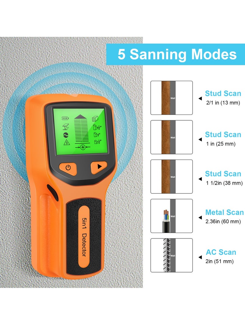 general Stud Finder Wall Scanner - 5 in 1 Stud Detector with Intelligent Microprocessor Chip and HD LCD Display, Stud Sensor Beam Finders for the Center and Edge of Wood AC Wire Metal Studs Joist Pipe - Image 4