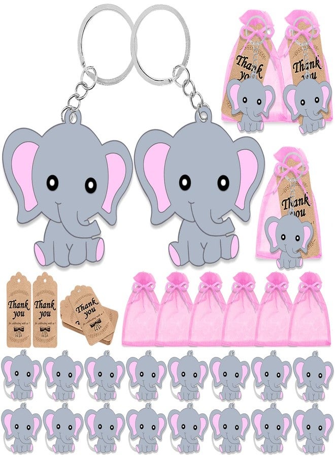 CiciBear 72 Pack Pink Elephant Party Favors with Keychains, Tags, Gift Bags for Baby Shower, Kids Birthday, School Carnival - Image 1