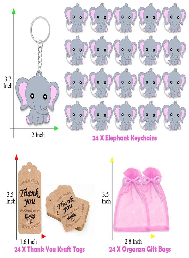 CiciBear 72 Pack Pink Elephant Party Favors with Keychains, Tags, Gift Bags for Baby Shower, Kids Birthday, School Carnival - Image 2