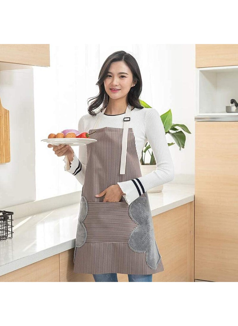 NILKANTH - NILKANTH® Adjustable Bib Apron for Women Waterproof Kitchen Cooking Apron with Pocket-2 Side Coral Velvet Towels - Image 1