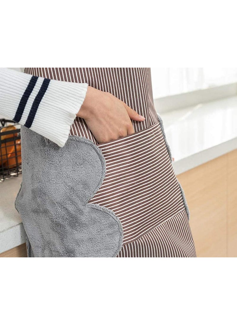 NILKANTH - NILKANTH® Adjustable Bib Apron for Women Waterproof Kitchen Cooking Apron with Pocket-2 Side Coral Velvet Towels - Image 1