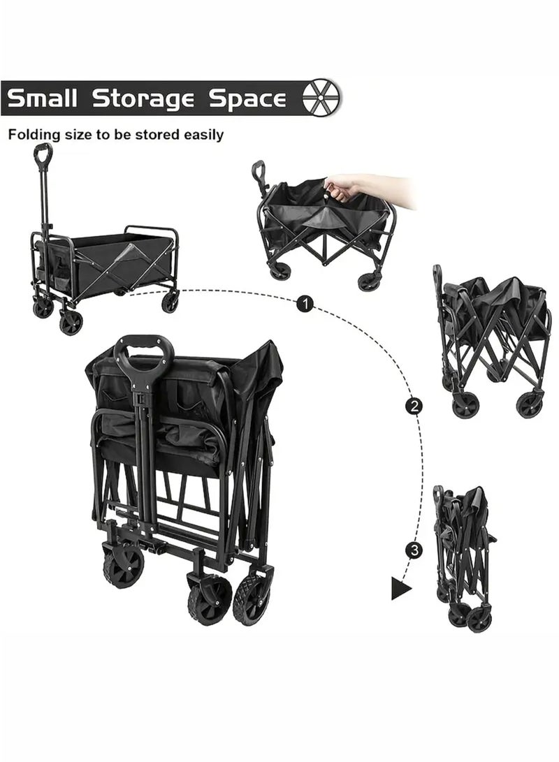 Toshionics Foldable Shopping Cart–Heavy Duty Outdoor Camping Trolley with Adjustable Handle and Storage Basket–100kg Capacity Multipurpose Shopping Utility Mini Pull Cart for Beach Picnic Gardening Grocery Hiking Sports Events Outdoor Activities and Daily Use Compact Portable Transport Utility Equipment Wagon 75x47x87cm - Image 4