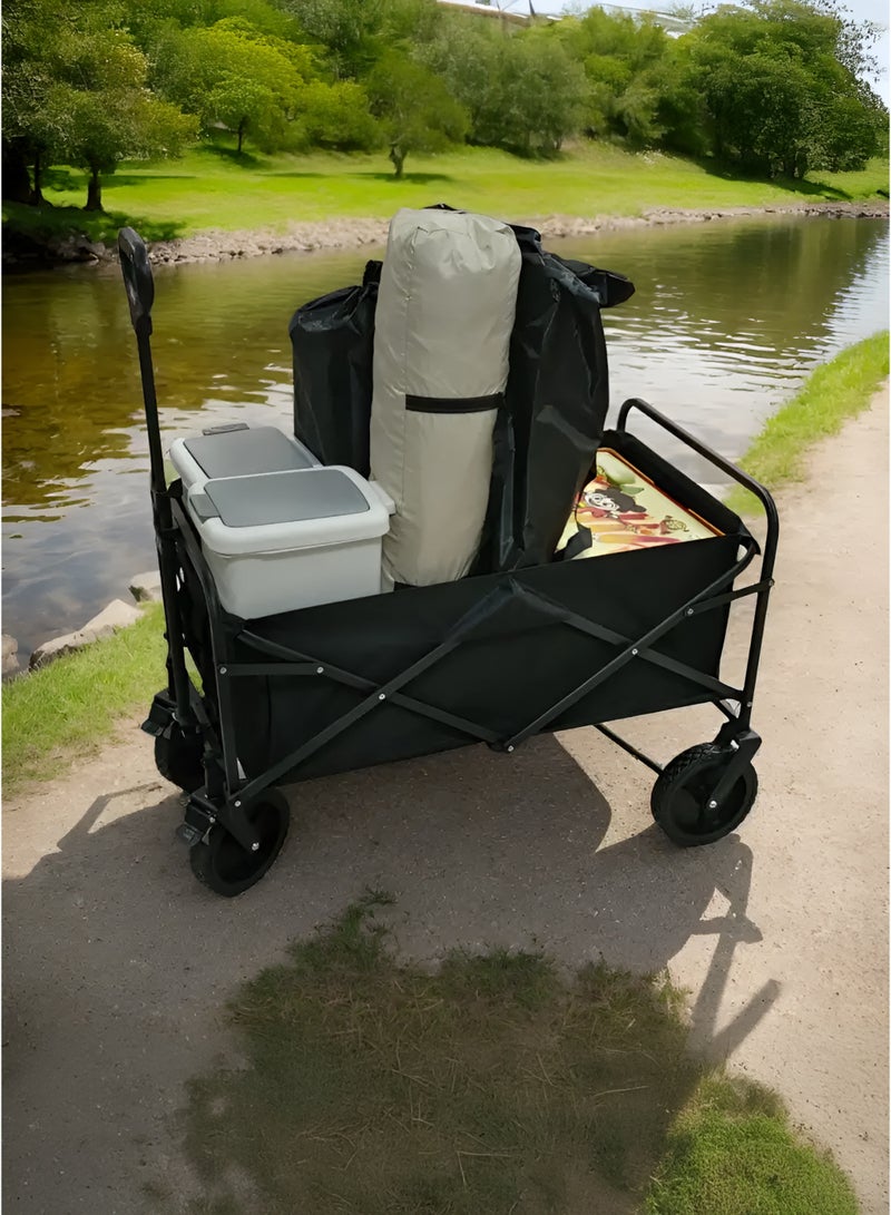 Toshionics Foldable Shopping Cart–Heavy Duty Outdoor Camping Trolley with Adjustable Handle and Storage Basket–100kg Capacity Multipurpose Shopping Utility Mini Pull Cart for Beach Picnic Gardening Grocery Hiking Sports Events Outdoor Activities and Daily Use Compact Portable Transport Utility Equipment Wagon 75x47x87cm - Image 3