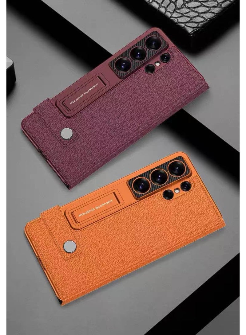 GKK Premium GKK For Samsung Galaxy S26 Ultra Leather Flip Case with Card Holder, Kickstand Leather Flip Phone Cover، Orange، Samsung Galaxy S26 Ultra - Image 3