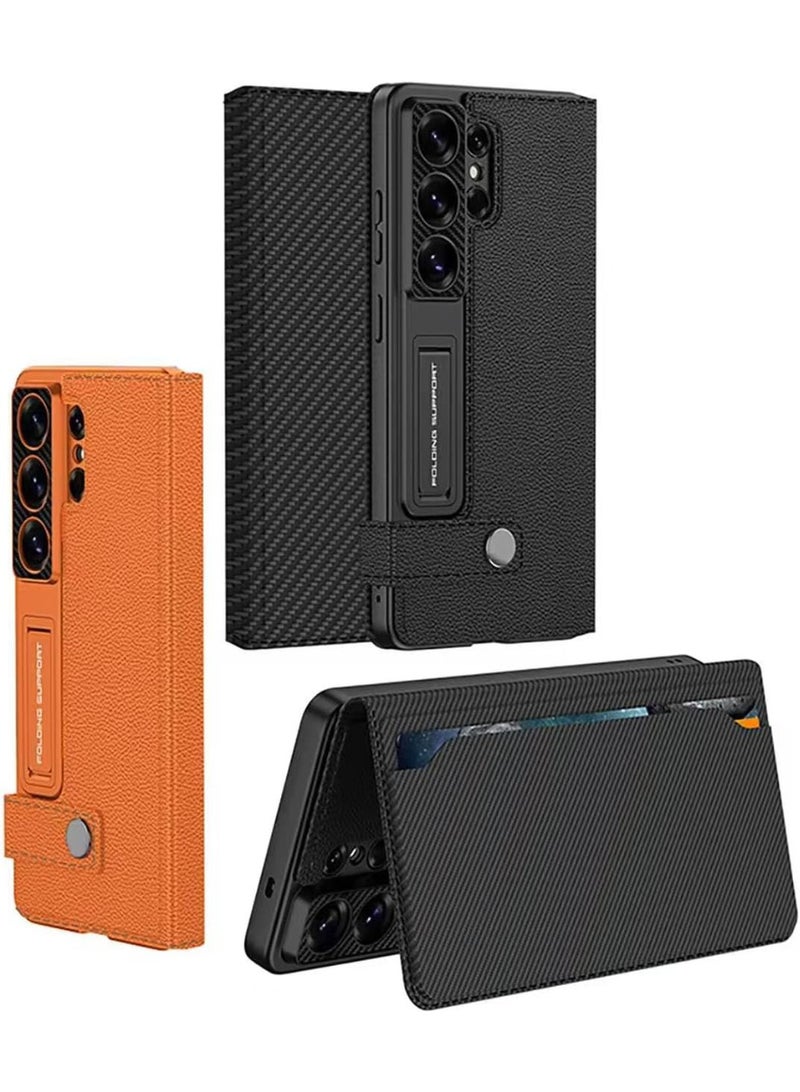 GKK Premium GKK For Samsung Galaxy S26 Ultra Leather Flip Case with Card Holder, Kickstand Leather Flip Phone Cover، Orange، Samsung Galaxy S26 Ultra - Image 2