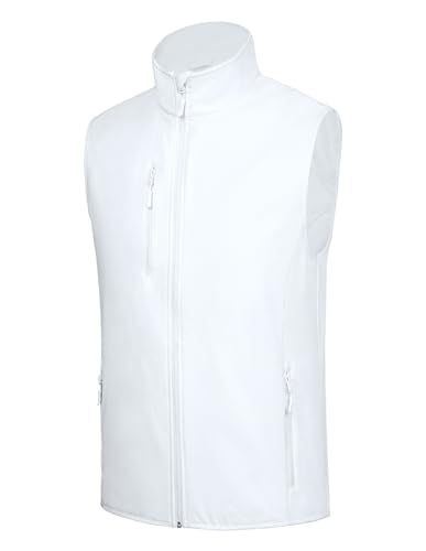 fit space Men's Lightweight Vest Softshell Sleeveless Windproof Jacket with Zipper Pcoket Cycling Travel Hiking Running Golf (White, 3X-Large) - Image 1