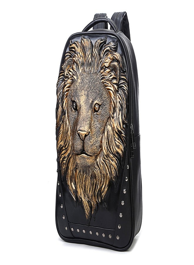 Berchirly Men 3D Lion Head Backpack Casual Daily Use Bookbag Shoulder Outdoor Travel Hiking Bag - Image 2