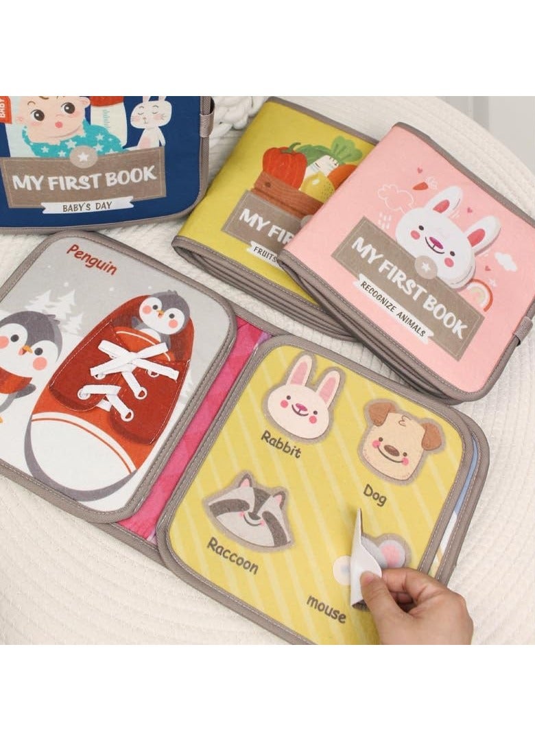 KASTWAVE Busy Book for Toddlers, Soft Cloth Books, Baby Books, Quiet Book Montessori Toy, Early Learning Developmental Plush Soft Activity Book, Interactive Books for Toddlers Infants, Sensory Busy Books - Image 5