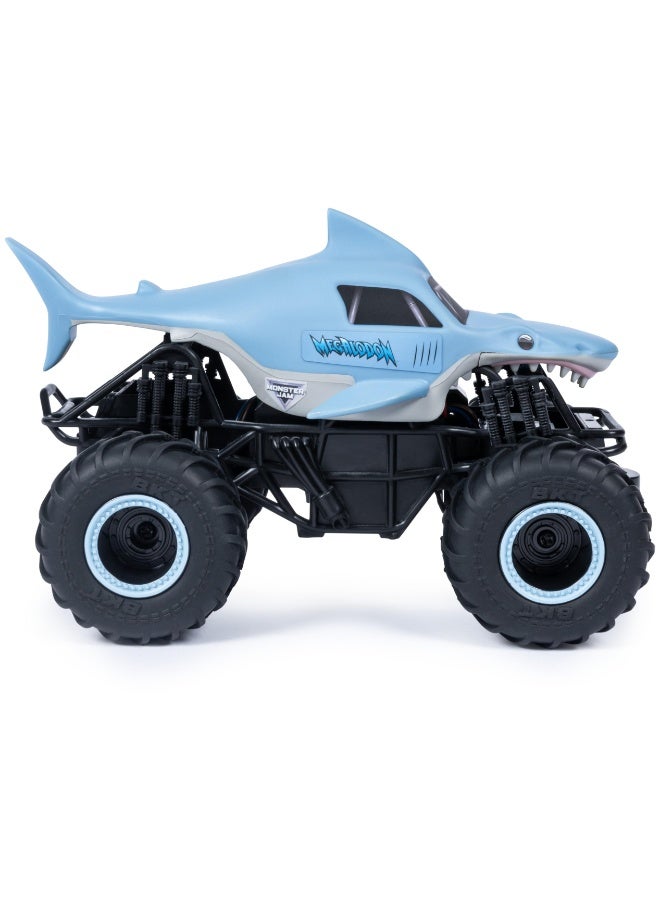 Monster Jam Remote Control Shark Monster Truck, 1:24 Scale 27 mhz  Rechargeable All Terrain RC Off-Road Vehicle, Big Wheel Stunt Shark RC Buggy Crawler, Eid Holiday Birthday Pretend Play Gift for Kids Boys Girls Ages 3+ - Image 4
