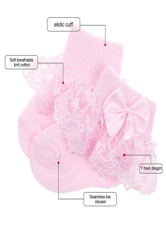 BABY STATION Baby Girls Socks Eyelet Ruffle Lace Sock Baby Ankle Length Socks Newborn/Infant/Toddlers Frilly Summer Thin Dress Sock Pack Of 4 (1-2 Year), Assorted - Image 3