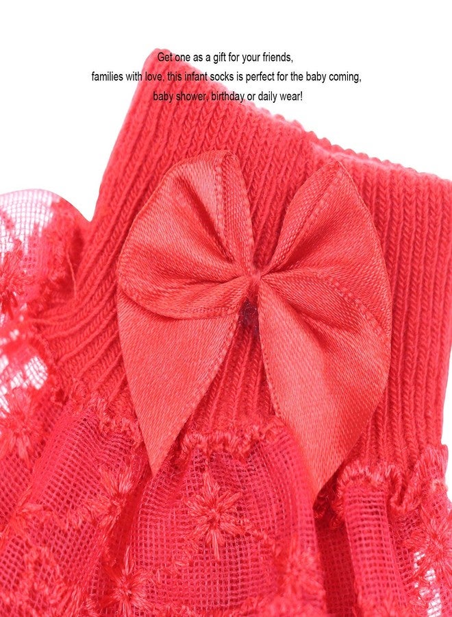 BABY STATION Baby Girls Socks Eyelet Ruffle Lace Sock Baby Ankle Length Socks Newborn/Infant/Toddlers Frilly Summer Thin Dress Sock Pack Of 4 (1-2 Year), Assorted - Image 4