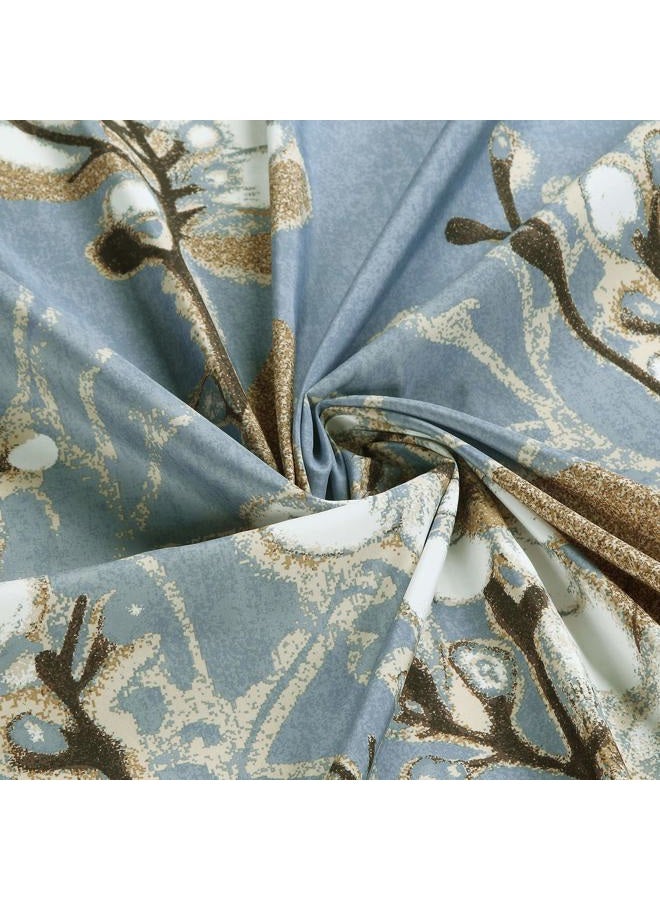 BESTRIPES Blue Fabric Shower Curtain, Floral and Gold Rose Border Shower Curtains for Bathroom Decorative, Waterproof Bathroom Curtains, 72" W x 72" H - Image 4