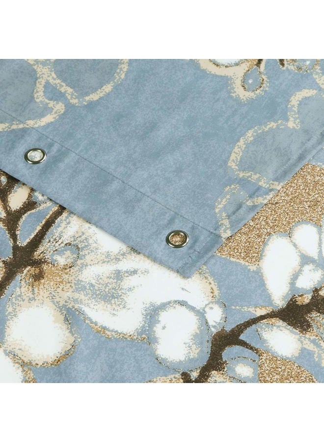 BESTRIPES Blue Fabric Shower Curtain, Floral and Gold Rose Border Shower Curtains for Bathroom Decorative, Waterproof Bathroom Curtains, 72" W x 72" H - Image 3
