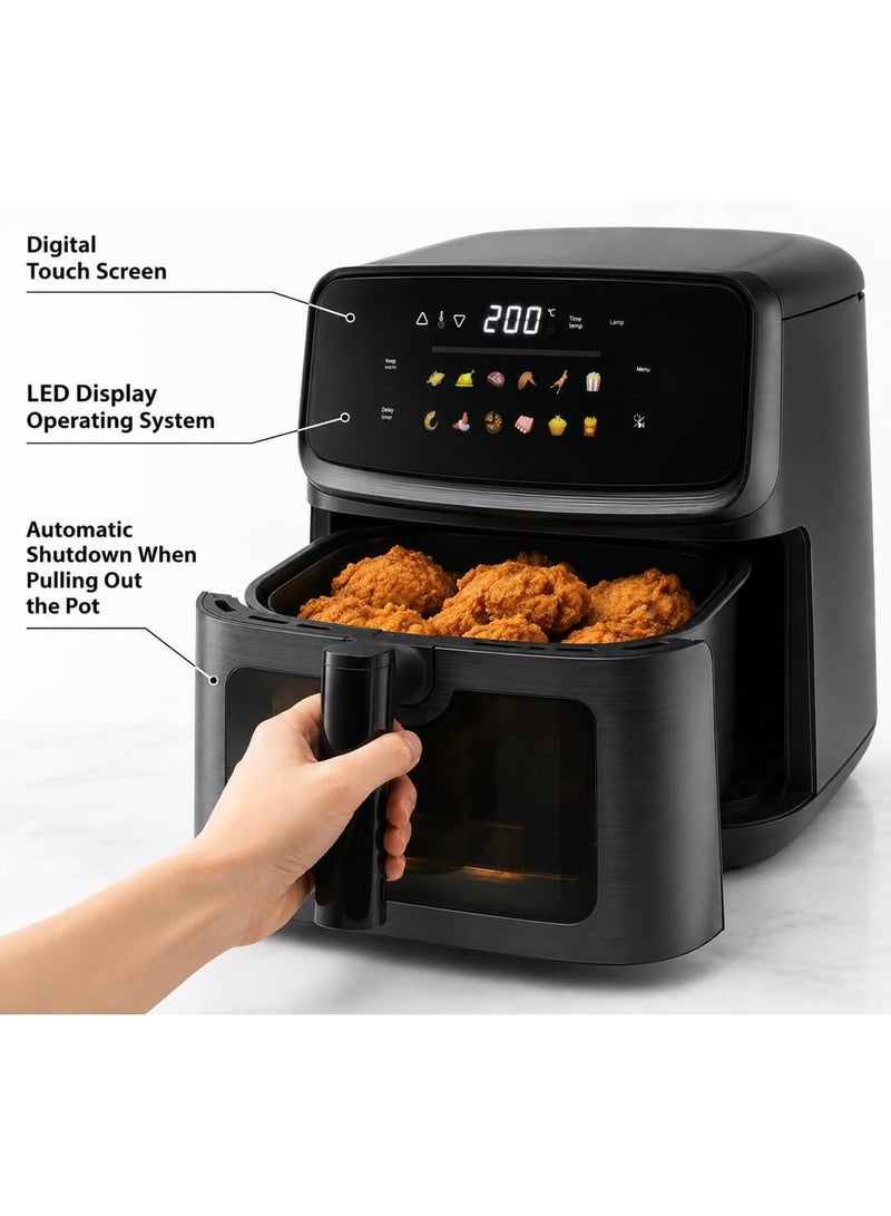uniGeneral Air Fryer 10L, Digital Touch Screen, LED Display, Black - Image 4