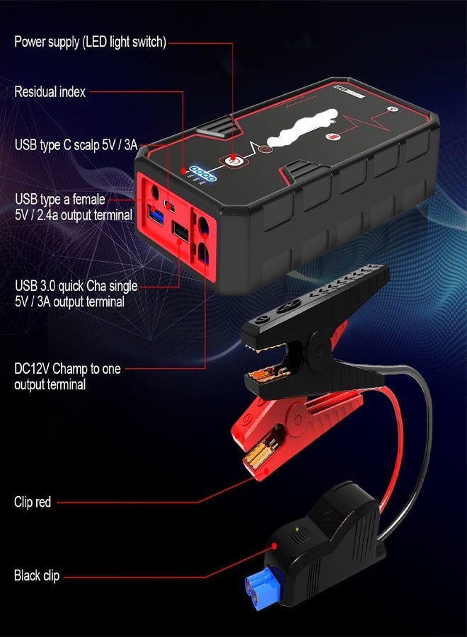 Generic Jump Starter 5000A Peak, 23800mAh 12V Portable Car Battery Booster for All Gas & 8.0L Diesel Engines, Super Safe Jump Pack with USB Quick Charge 3.0, Type-C Power Bank & LED Flashlight  - Image 4