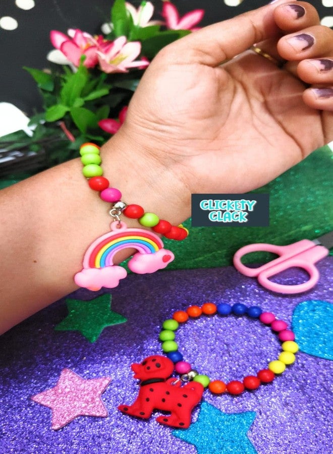 CLICKETY CLACK Cute Cartoon Figure Pearl Bracelet for Kids & Adults/Gifting Option, Rakhi, Friendship Band/Birthday, Parties Fancy Accessories/Free Size Band (Pack- 4 Random) - Image 2