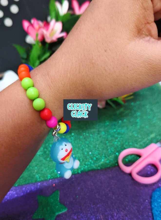 CLICKETY CLACK Cute Cartoon Figure Pearl Bracelet for Kids & Adults/Gifting Option, Rakhi, Friendship Band/Birthday, Parties Fancy Accessories/Free Size Band (Pack- 4 Random) - Image 3