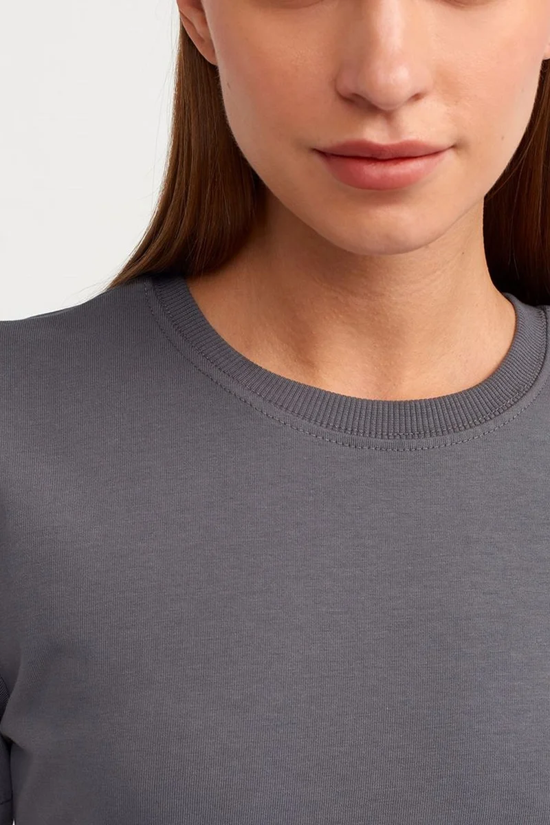 Dilvin Charcoal Grey DILVIN Women's Cotton Crew Neck T-Shirt for Women | Best Price UAE