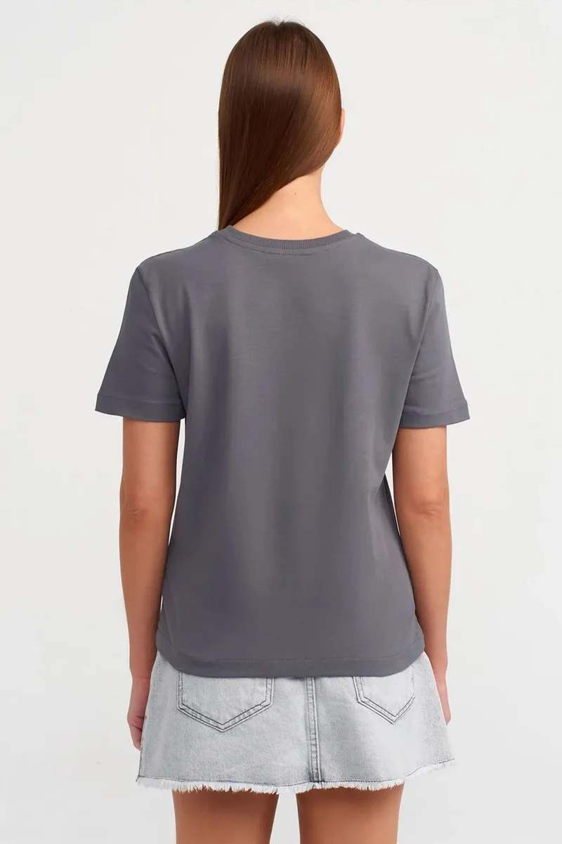 Dilvin Charcoal Grey DILVIN Women's Cotton Crew Neck T-Shirt for Women | Best Price UAE