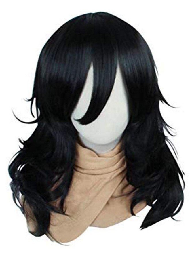 Anogol Hair Cap+Cosplay Wig Long Wavy Bangs Synthetic Hair Black Wigs For Women Men Dress Up Wig For Anime Cartoon Costume Party Wig For Halloween Wig For Christmas Wig - Image 1