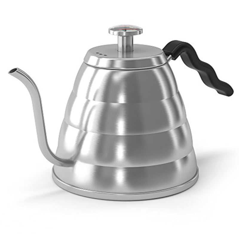 Coffee Gator Gooseneck Kettle with Thermometer, 34 oz Stainless Steel, Stove Top, Premium Pour Over Kettle for Tea and Coffee w/Precision Drip Spout, 4 Cup - Image 1