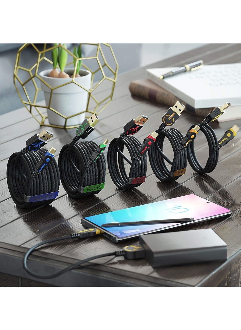 Volutz USB C Cable, (5-Pack 3M, 2M, 2X 1M, 30CM) Heavy-Duty USB Type C Charge Cable, Braided USB to USB C Charger Cord, Fast Charging  - Image 3