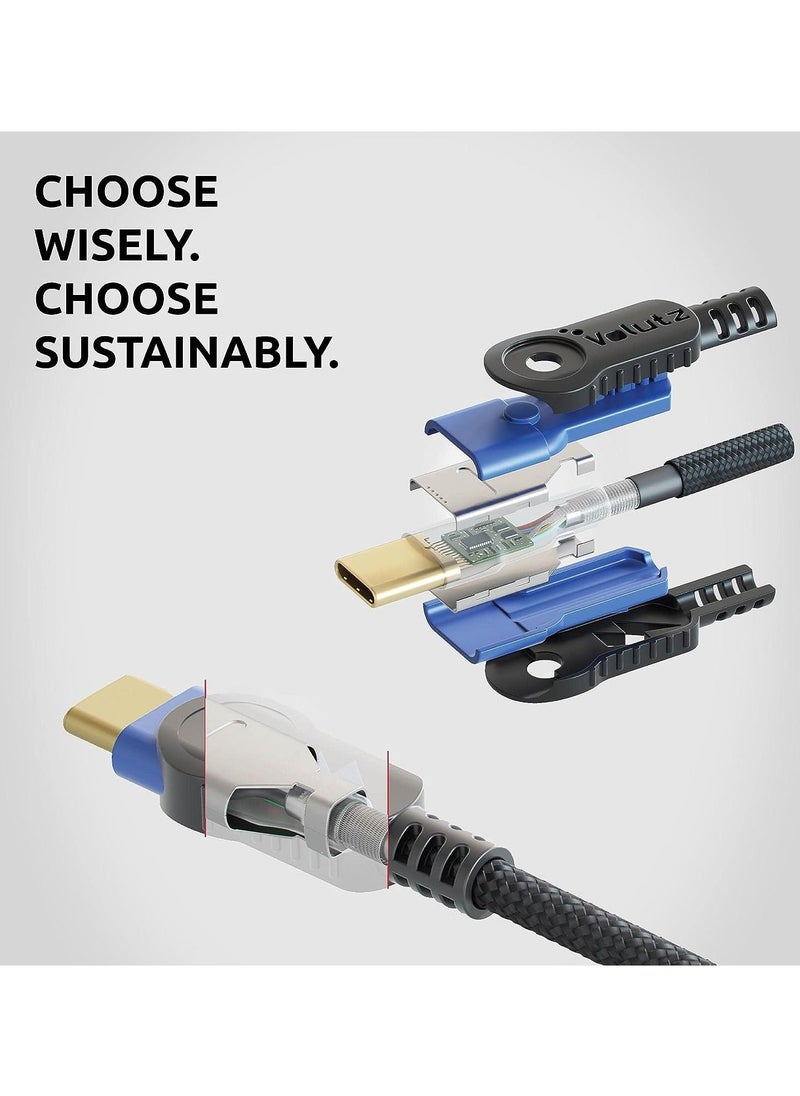 Volutz USB C Cable, (5-Pack 3M, 2M, 2X 1M, 30CM) Heavy-Duty USB Type C Charge Cable, Braided USB to USB C Charger Cord, Fast Charging  - Image 5