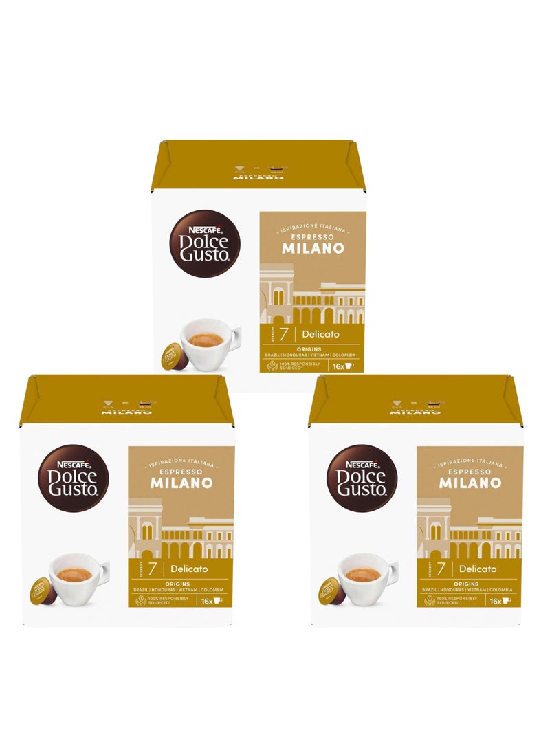 دولسي قوستو كبسولات نسكافيه دولتشي جوستو إسبرسو ميلانو – 3 علب × 16 كبسولة – قهوة اسبريسو ناعمة